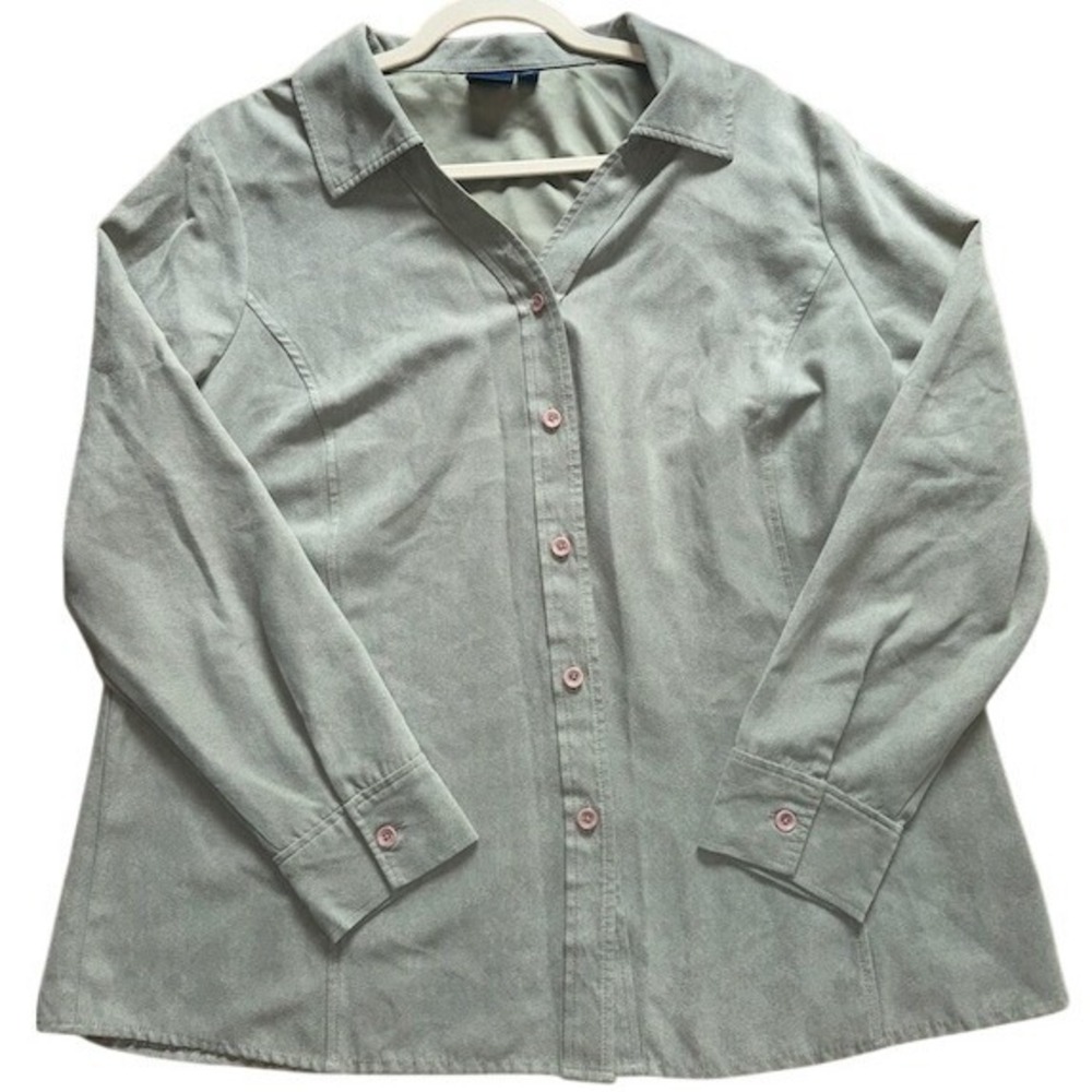 Sonoma Olive Green Faux Suede‎ Long Sleeve Shirt